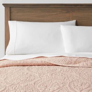 Threshold - Full/Queen Garment Washed Paisley Stitch Quilt Blu Blush